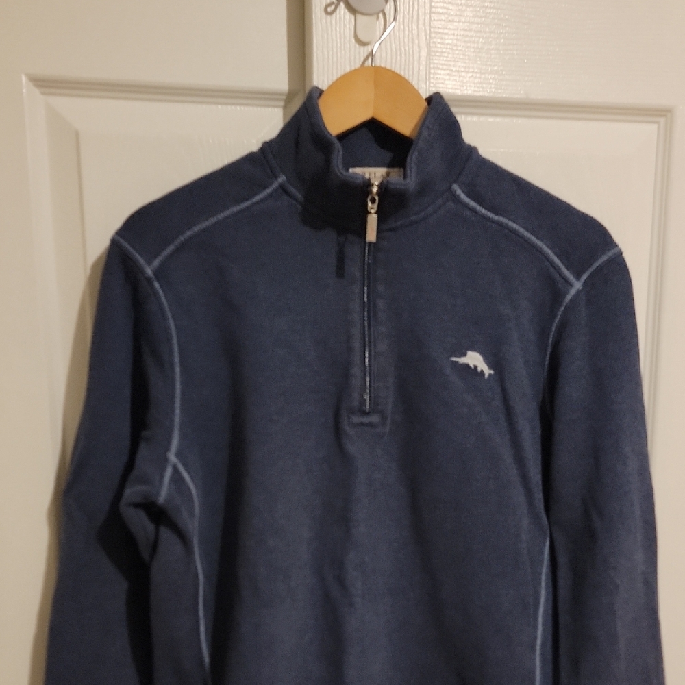 Tommy Bahama M Dark Blue Zip-Up Sweater